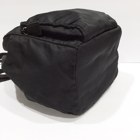 Prada black nylon embroidered logo vintage small drawstring backpack - Picture 5 of 11
